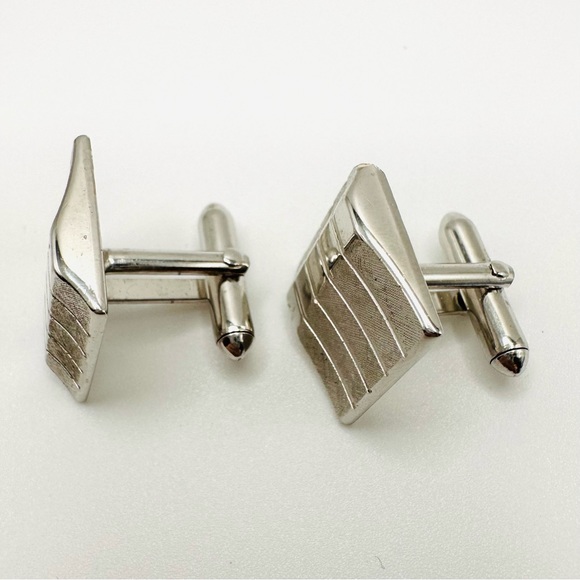 SWANK Vintage Mid Century Silver Tone Bullet Style Cuff Links Matte & Shiny - Picture 3 of 11